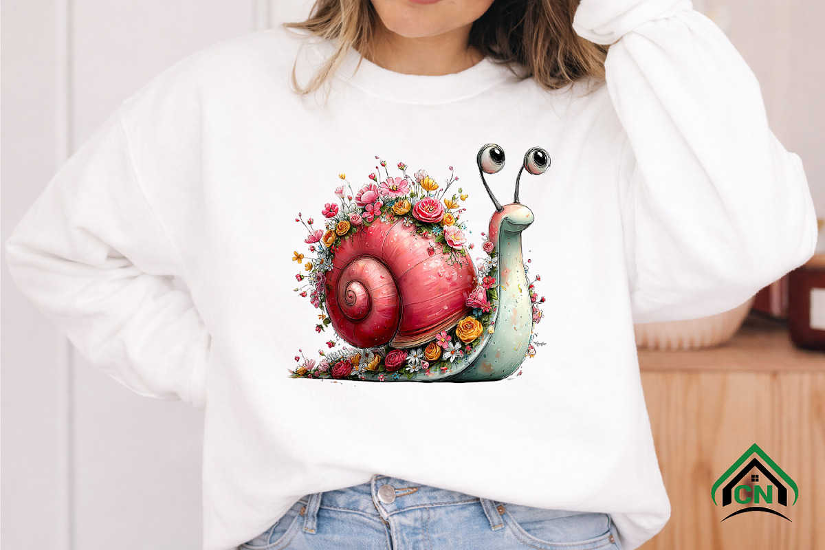 Whimsical Floral Snail Clipart, an Illustration by Craft Nest (Photo 7 of 12)