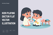 Kids Playing Doctor Flat Vector, a Person Illustration by Partikusi Design (Thumbnail 1 of 3)