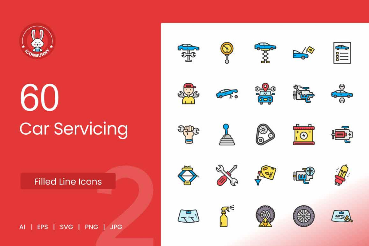 Car Servicing Filled Line Icons, an Icon by IconBunny (Photo 1 of 2)