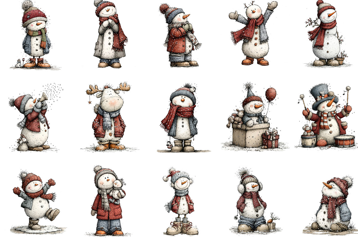 funny christmas snowman, silly snowm, an Illustration by Designking (Photo 3 of 5)