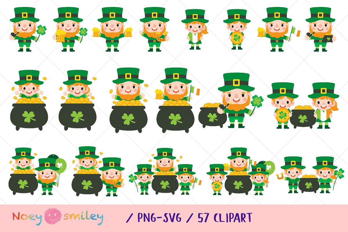 Happy Saint Patrick's Day Clipart, a Person Illustration by Noey smiley (Photo 3 of 10)