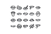 Lips line art icons set for, an Object Graphic by pikepicture (Thumbnail 1 of 3)
