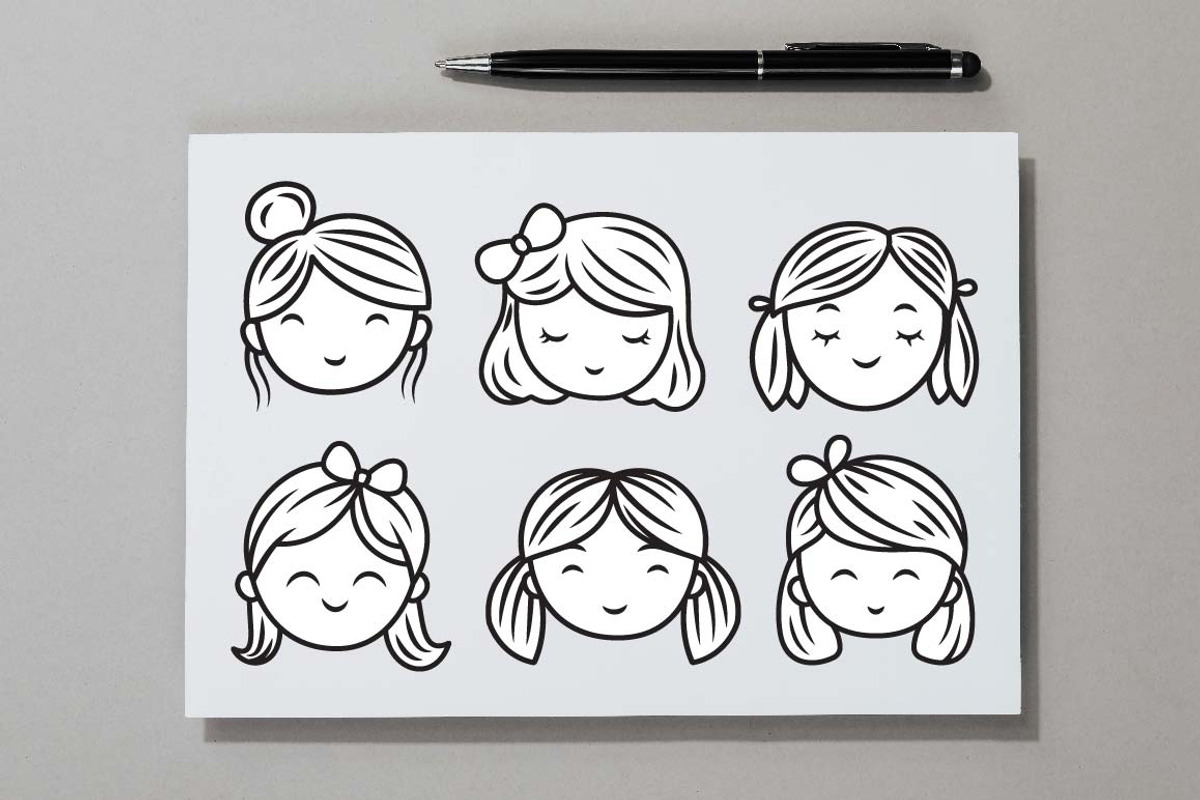 25 Girl Face Character in Line Art, a Person Illustration by jongcreative (Photo 3 of 8)