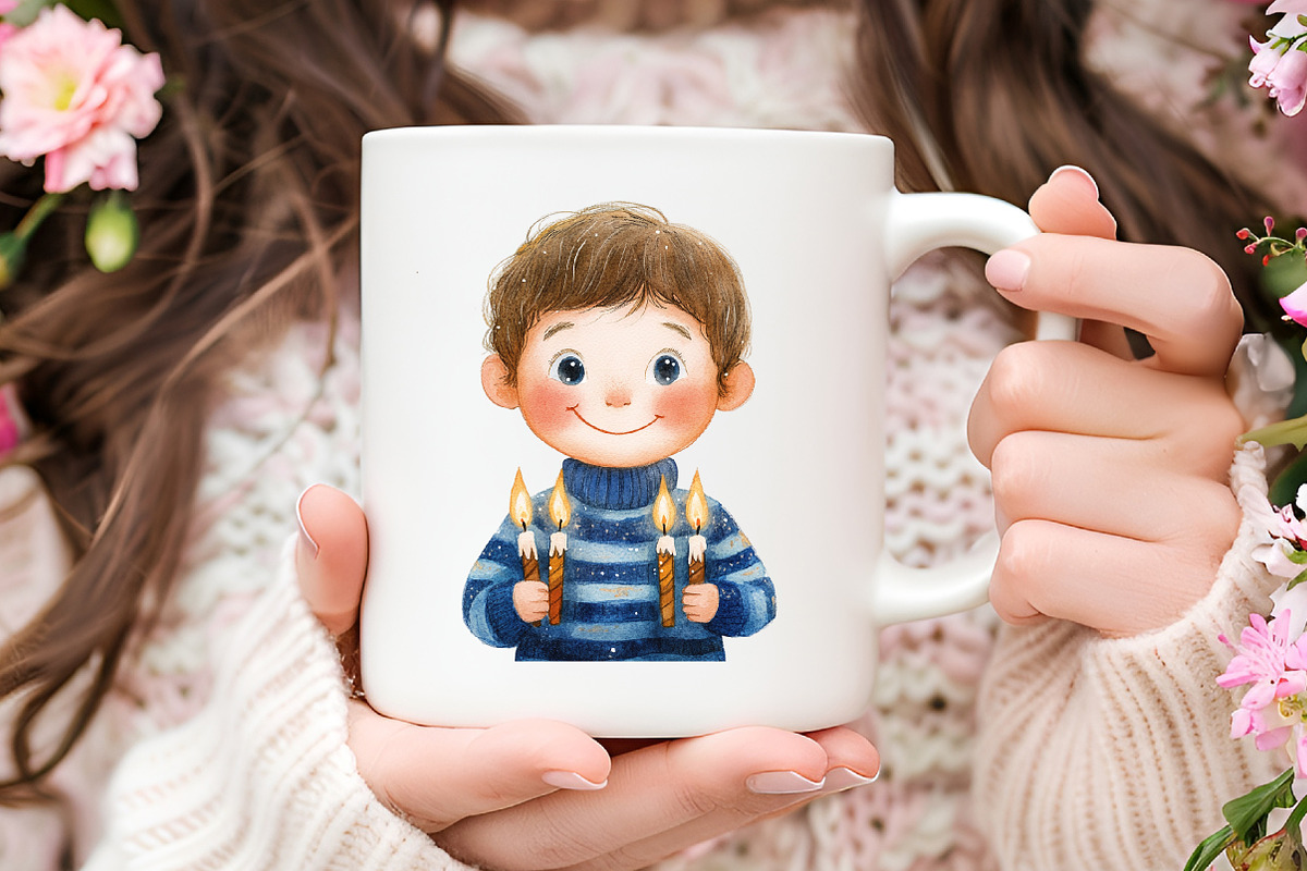 Menorah Boy, Hanukkah Art, Jewish, an Illustration by RobertsArt (Photo 3 of 7)