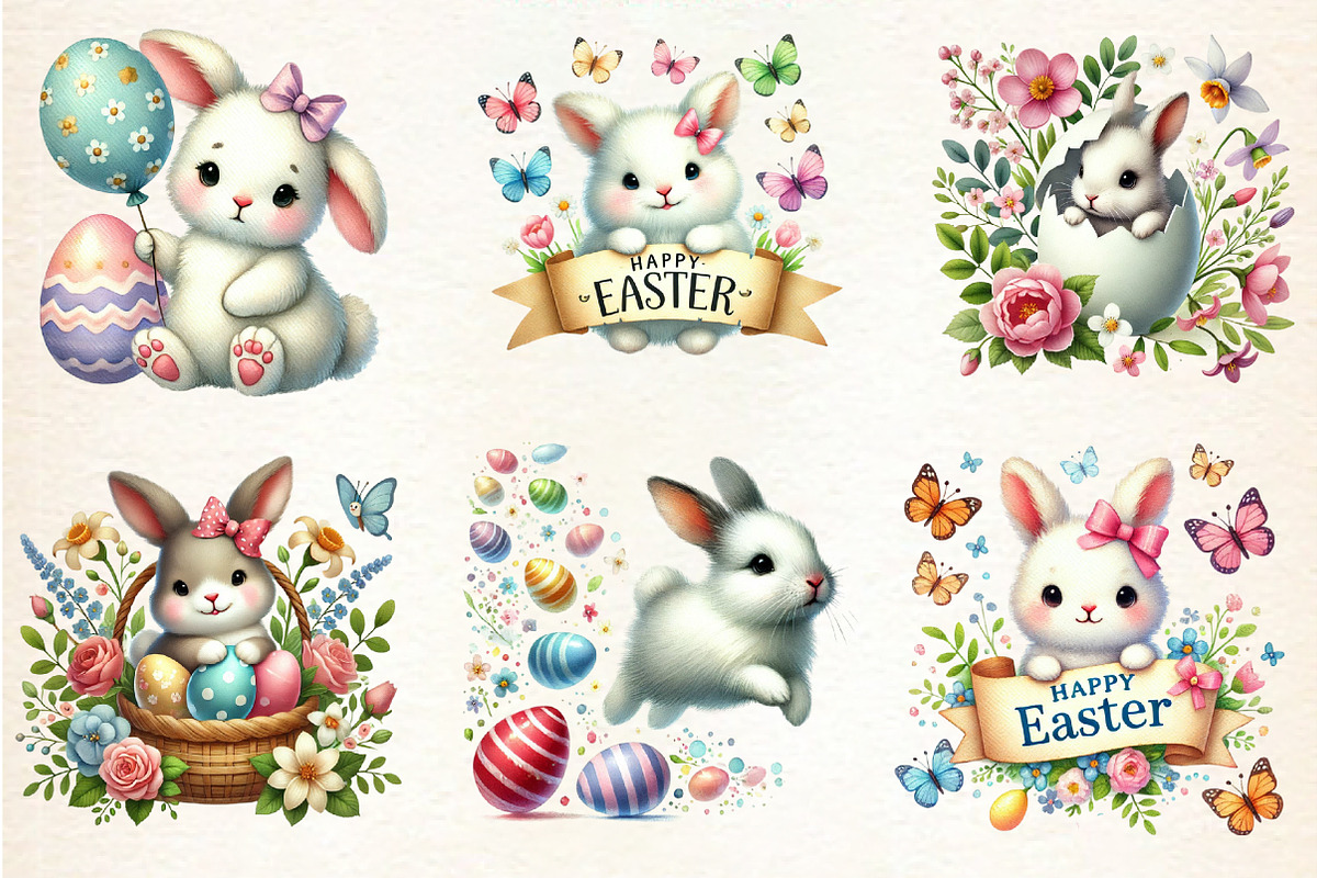 Easter bunny, Easter bunnies clipart, an Illustration by DreamArtGraphic (Photo 2 of 5)