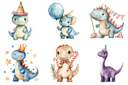 Dino Birthday Clipart Bundle, an Illustration by Designking (Thumbnail 3 of 5)