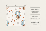 Hedgehog and air balloon, a Pattern Graphic by Olena Kuznietsova (Thumbnail 4 of 10)