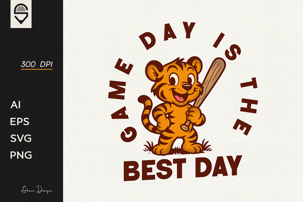 Tiger Baseball Mascot T-shirt Design, a Sport Illustration by shaondesigns (Photo 1 of 4)