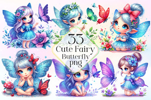 Cute Fairy With Butterfly Clipart