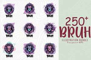 Set of vibrant purple lion head, an Object Illustration by Sofia's Fashion