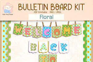 Floral Back to School Bulletin Board, a Stationery Template by Annyillustration