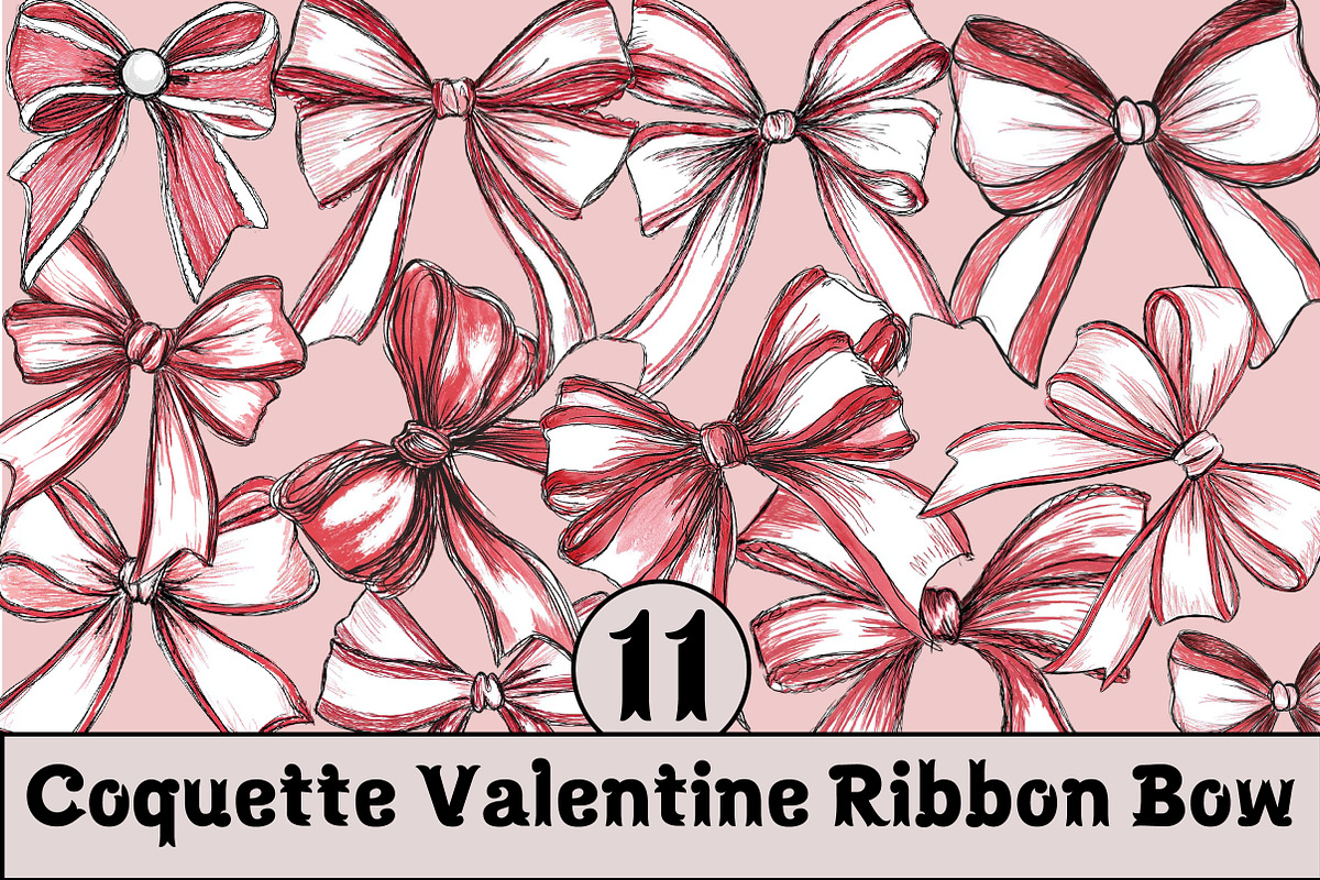 Coquette Valentine Ribbon Bow, an Illustration by Design Market (Photo 1 of 4)