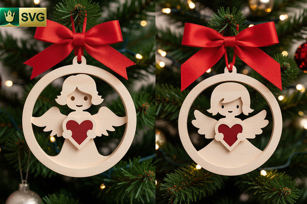 Angel Ornament 3D Layered SVG Cut, an Object Graphic by pixaroma (Photo 4 of 10)
