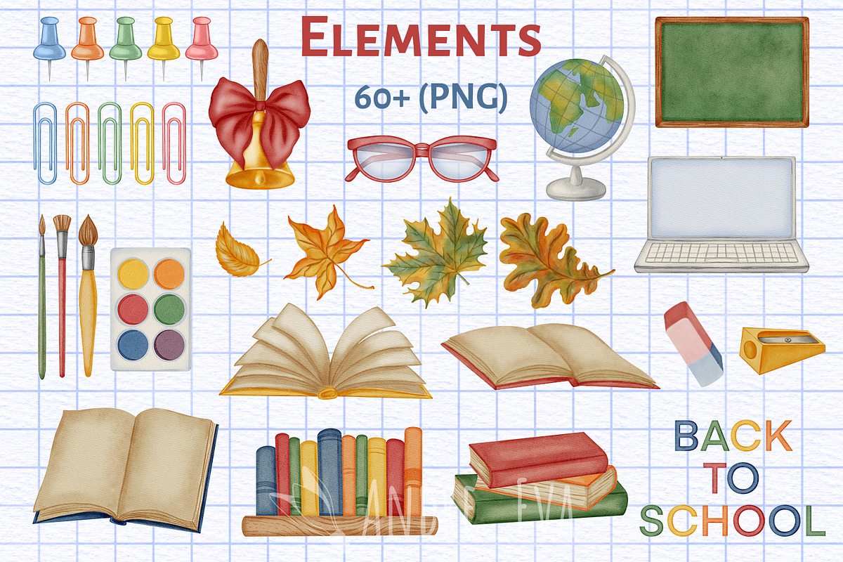 Back to School Watercolor Collection, an Education Illustration by Andre_Eva (Photo 2 of 13)