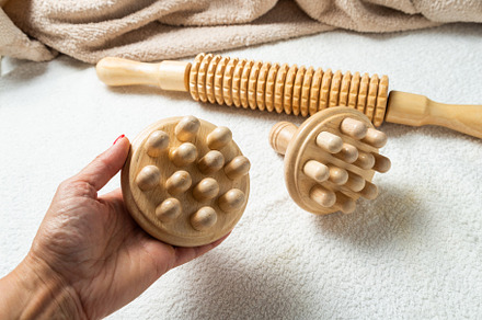 Anti-Cellulite Maderotherapy Instruments on White Table