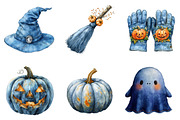 Watercolor Denim Halloween Set PNG, an Illustration by SinaCreation (Thumbnail 5 of 7)