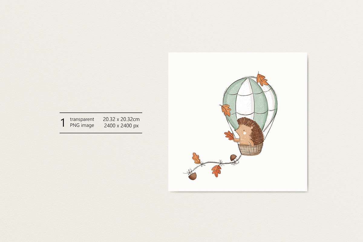 Hedgehog and air balloon, a Pattern Graphic by Olena Kuznietsova (Photo 3 of 10)