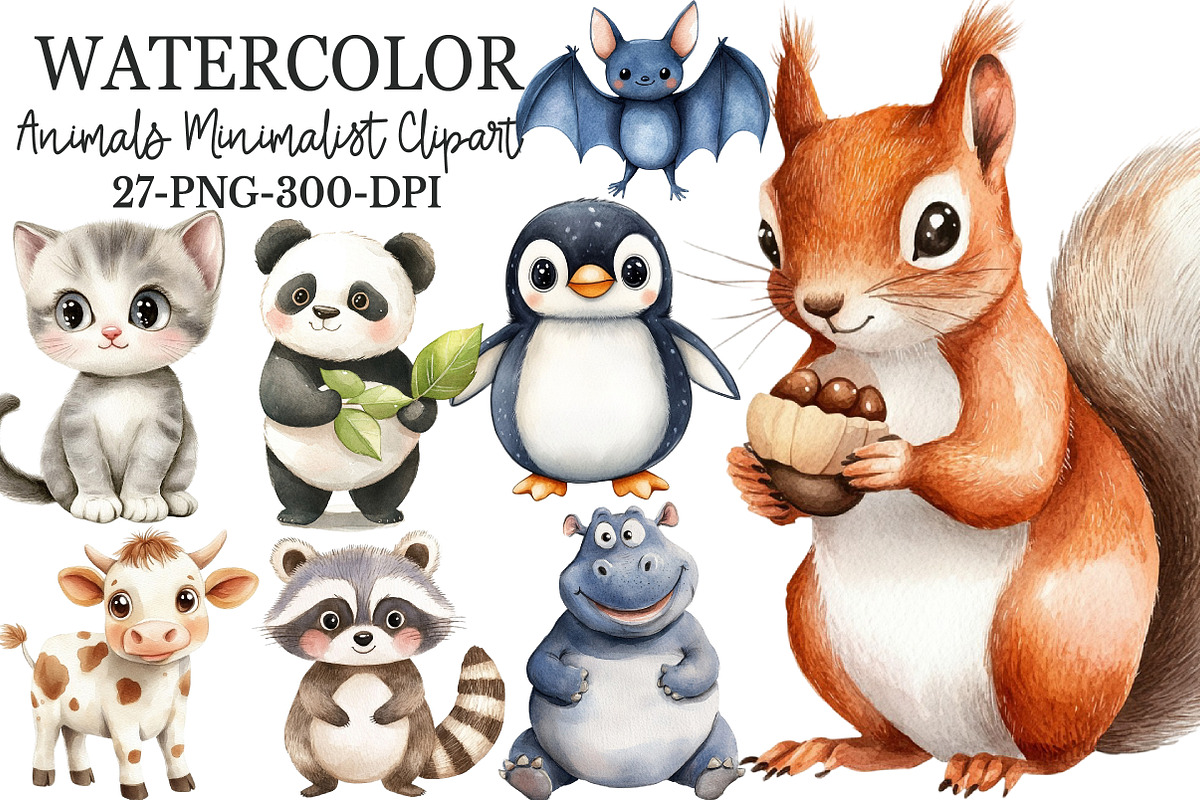 Animals Minimalist Cartoon Clipart, an Illustration by Rose Art (Photo 1 of 4)