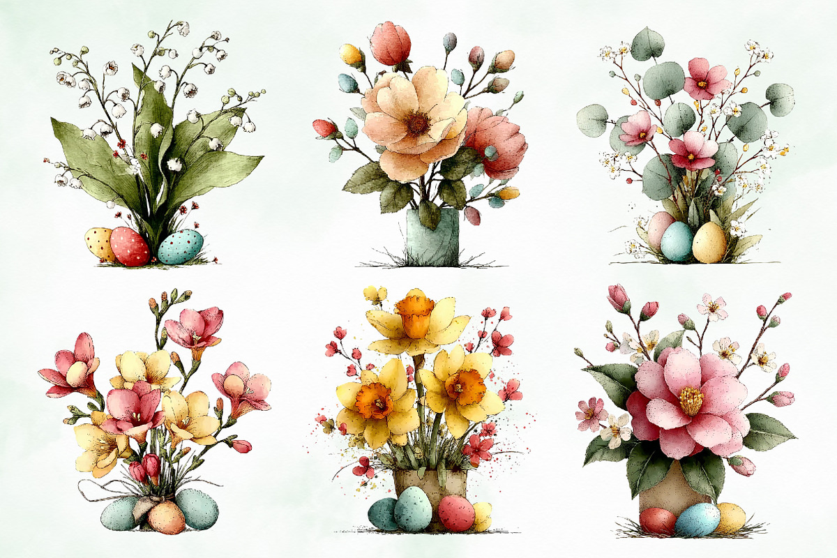 Whimsical Easter Flowers Png Clipart, an Illustration by Creative Art (Photo 3 of 8)