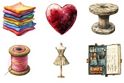 Watercolor Seamstress Clipart, an Illustration by SinaCreation (Thumbnail 4 of 5)