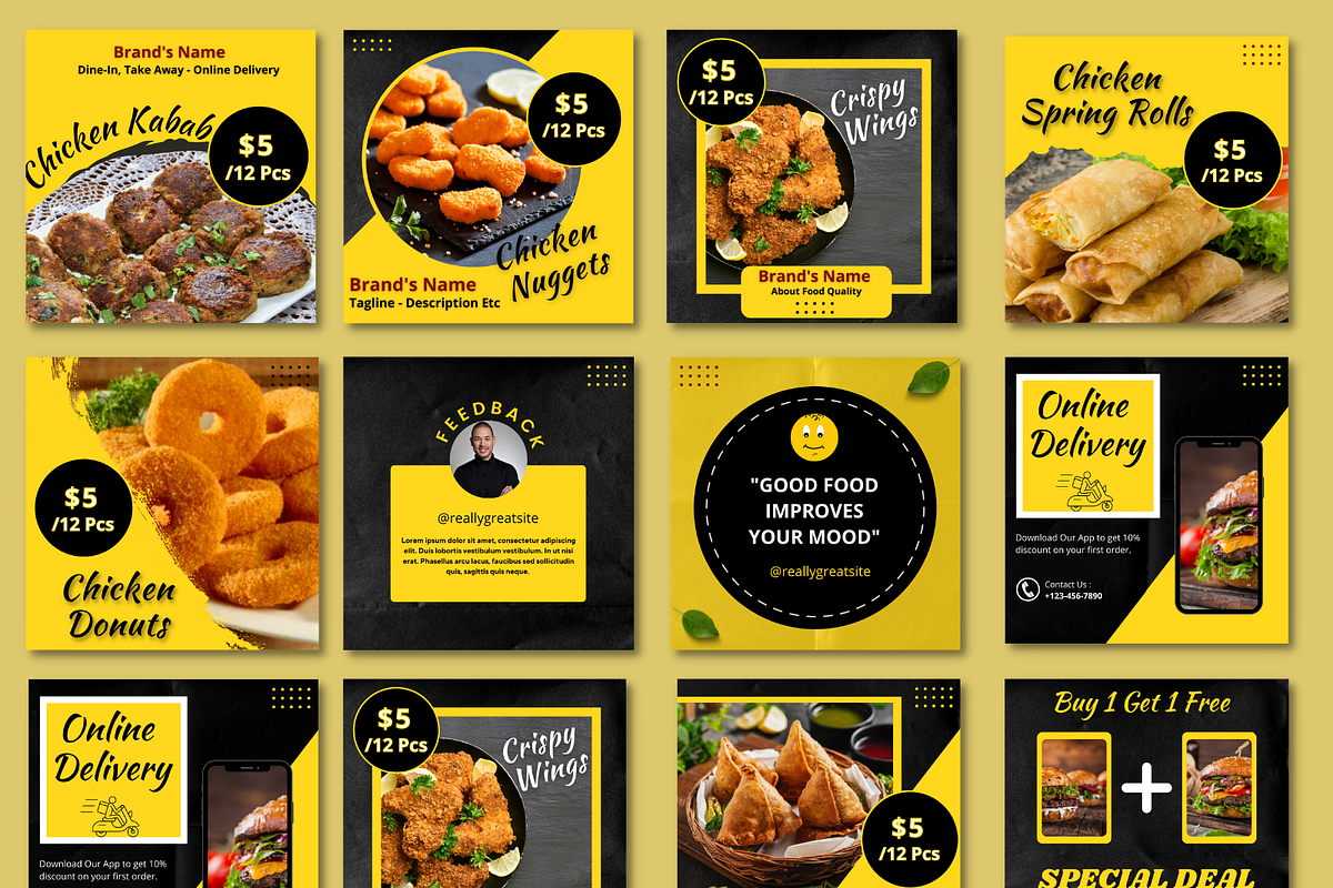 Instagram Fast Food Canva Templates, a Social Media Template by Qamso Designs (Photo 2 of 2)