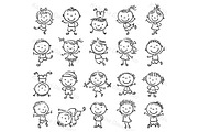 Doodle outline cartoon kids clipart, an Education Illustration by ...