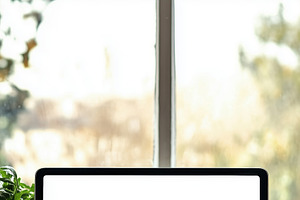 A blank tablet iPad mockup screen on a kitchen countertop surrounded by fresh i, an iPad Mockup by Textures & Backgrounds