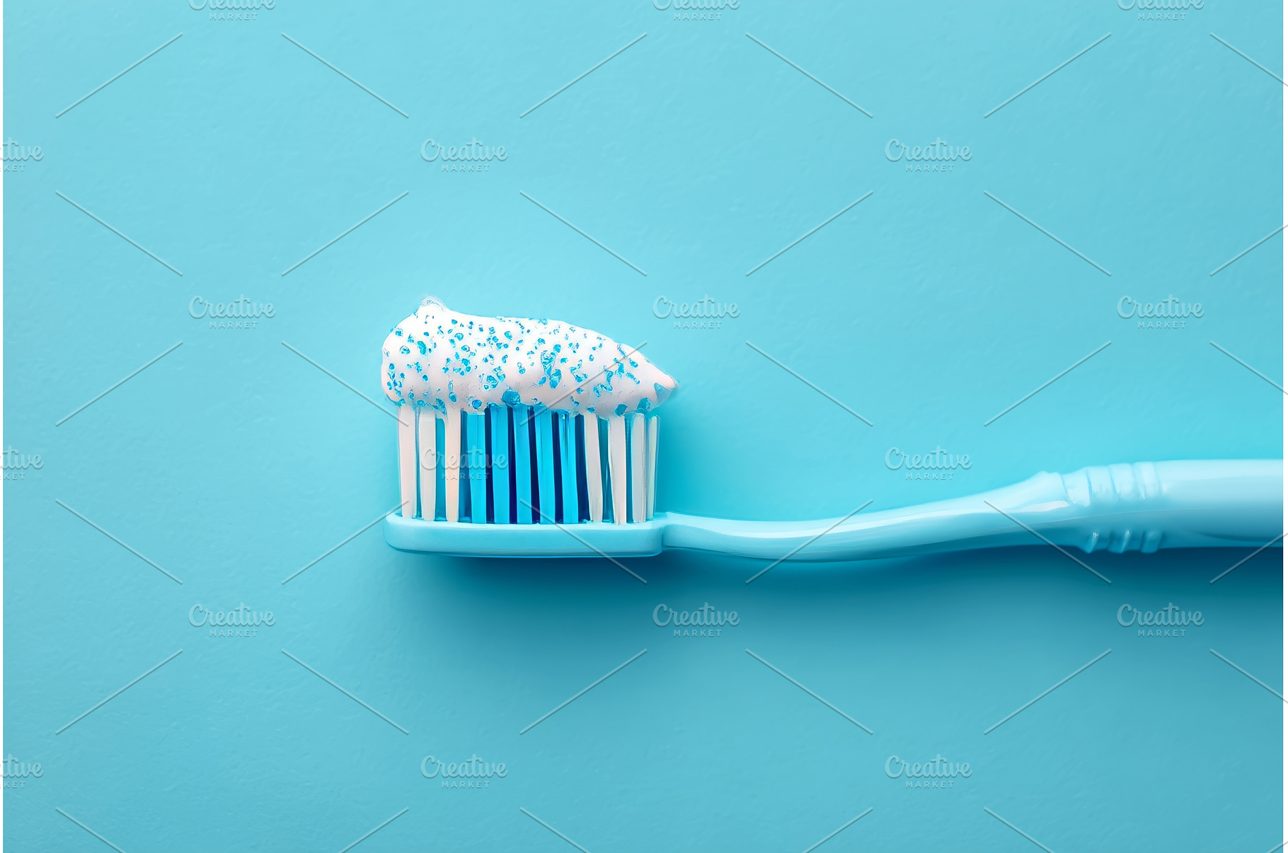 Toothpaste is applied to a blue, a Health & Medical Photo by ZinetroN