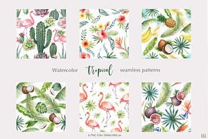 Watercolor Tropical Seamless Pattern