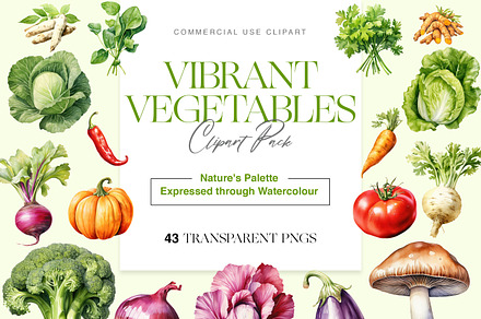 Watercolor Vegetables Clipart, Fruit, a Food Illustration by BrushstrokeArtGB