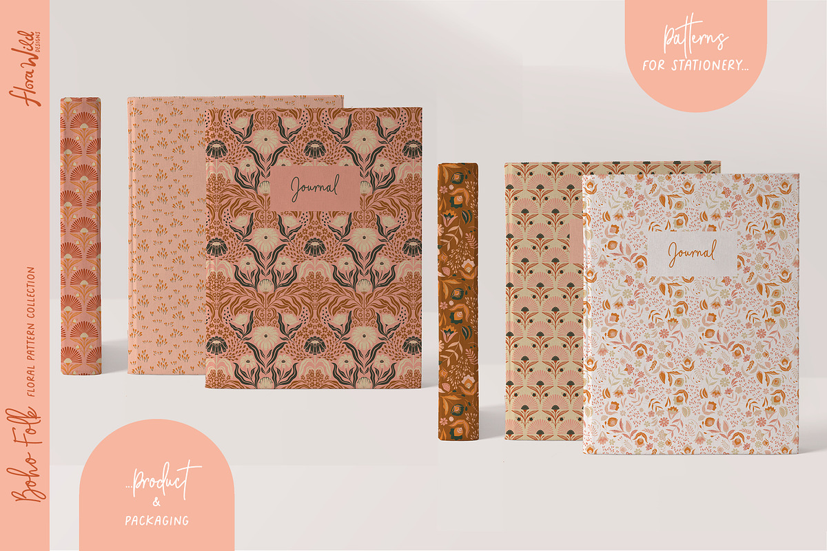 Boho Folk Floral Patterns, a Pattern Graphic by Flora Wild Designs (Photo 2 of 4)