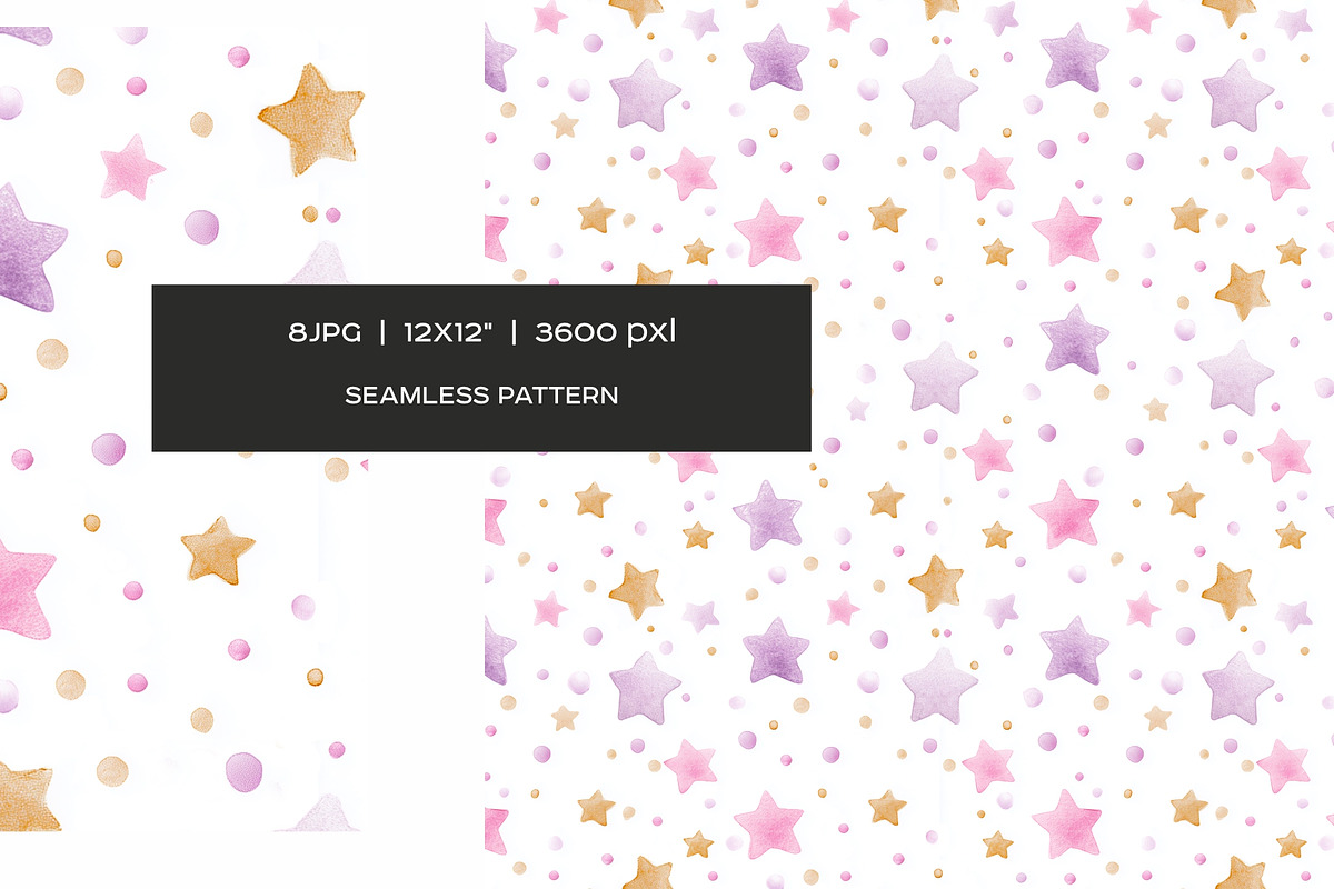 Watercolor dots and stars pattern, a Pattern Graphic by Art and Funny (Photo 8 of 10)