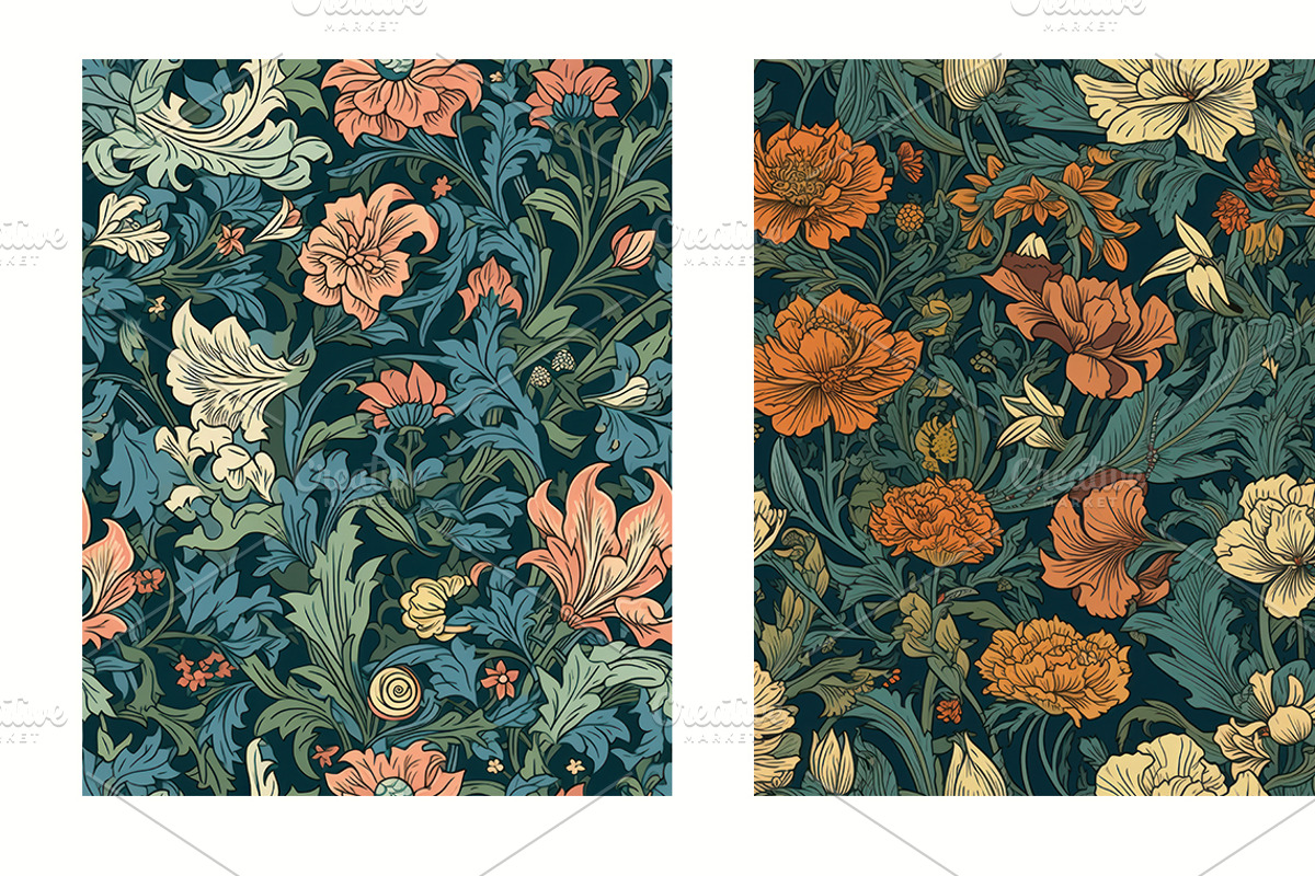 Seamless pattern with flowers, an Illustration by Pundateam (Photo 5 of 5)