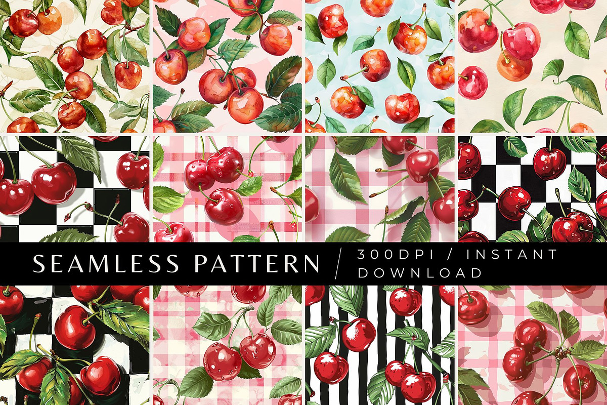 12 Fantastic Cherry Seamless Pattern, a Pattern Graphic by Inknfolly (Photo 1 of 7)
