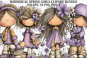 Whimsical Spring Girls Clipart PNG, an Illustration by Canvas Craft (Thumbnail 1 of 7)