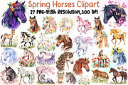 Watercolor Spring Horses Clipart, an Illustration by Sublimation Artist (Thumbnail 1 of 6)