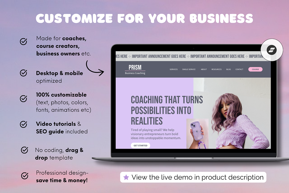 Business Coach Course Website Showit, a Squarespace Template by Warmsoulgallery (Photo 5 of 10)