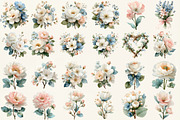 Romance Floral, Watercolor clipart, an Illustration by DreamCafeArt (Thumbnail 2 of 6)