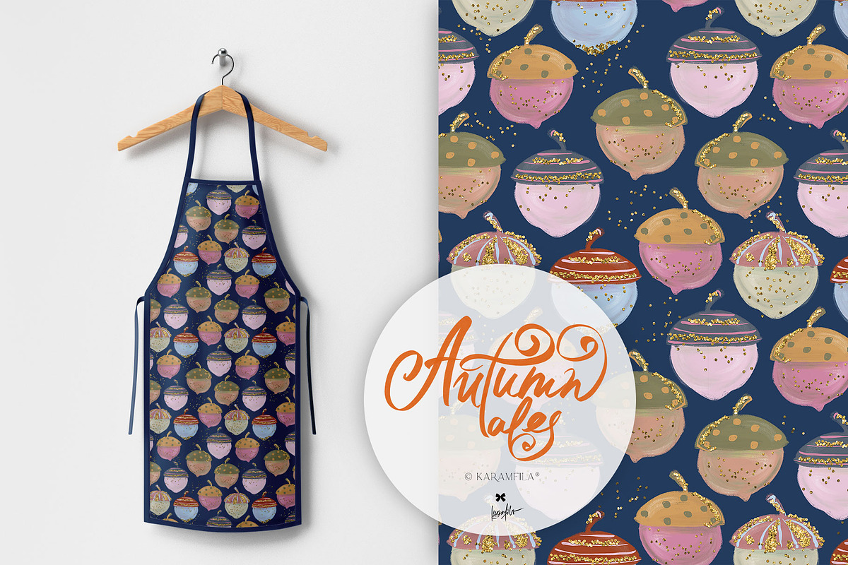Fall Woodland Clipart & Patterns Kit, a Seasonal Illustration by KaramfilaS (Photo 7 of 25)
