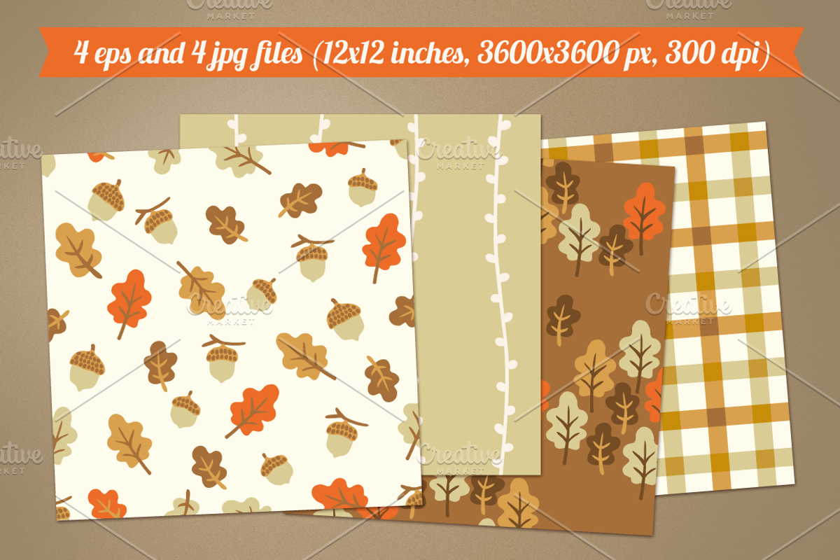 Autumn seamless patterns preview 2