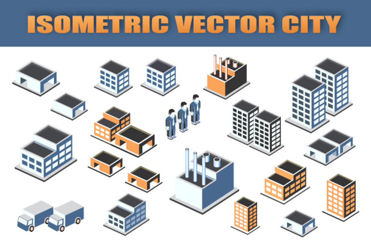 Isometric vector city set