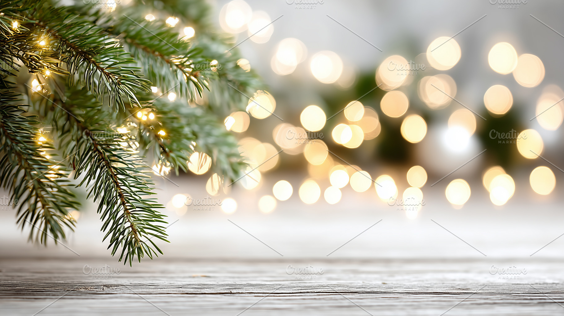 Christmas tree branch with glowing, a Holiday Photo by MistyDay