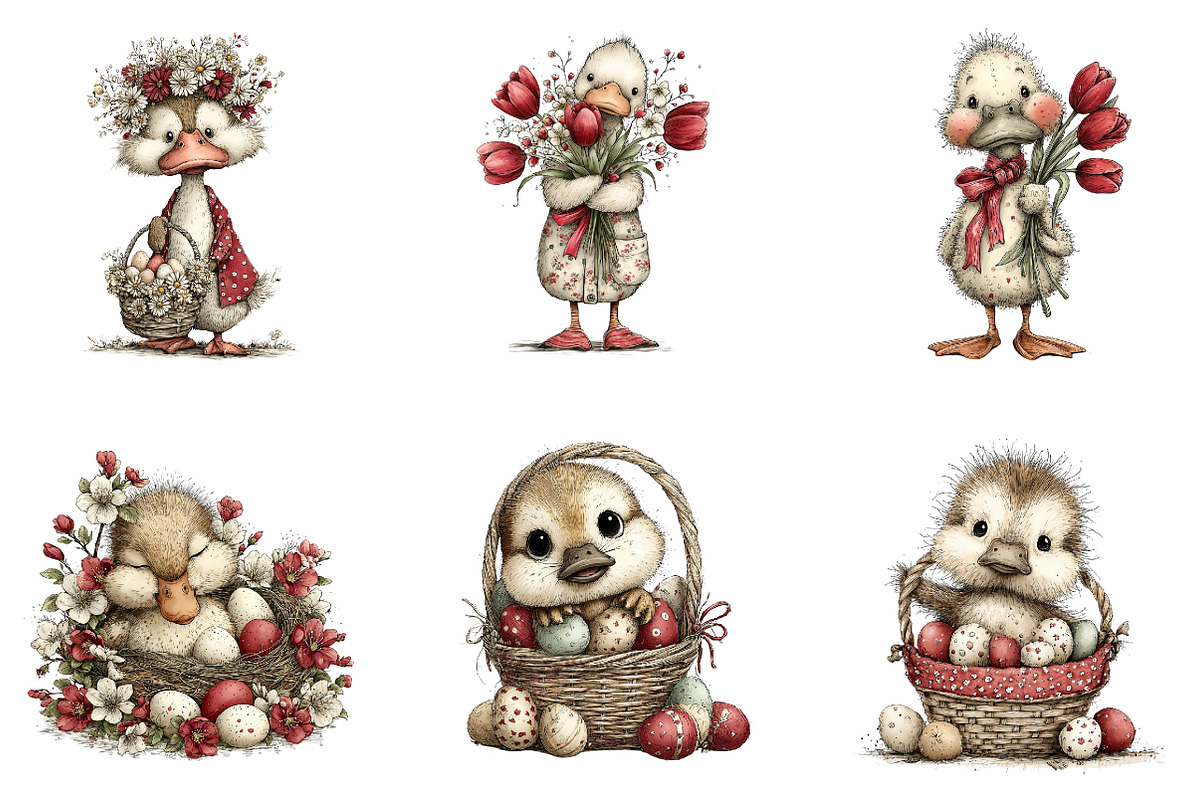 Cute Easter Ducks Clipart, an Illustration by CreationArt (Photo 5 of 7)