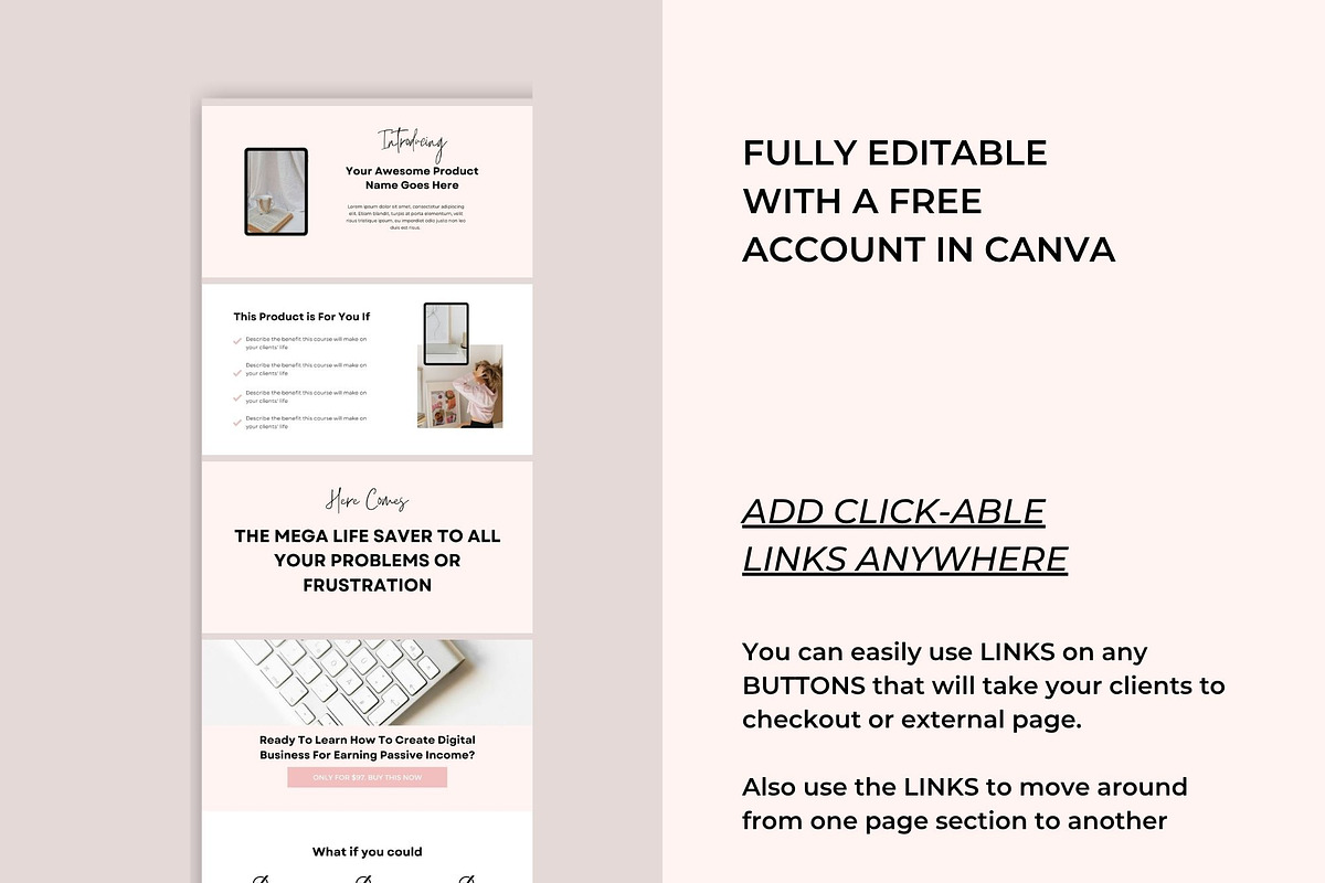 Landing Page Sales Page Canva, a Landing Page Template by Deepa Template Studio (Photo 8 of 9)