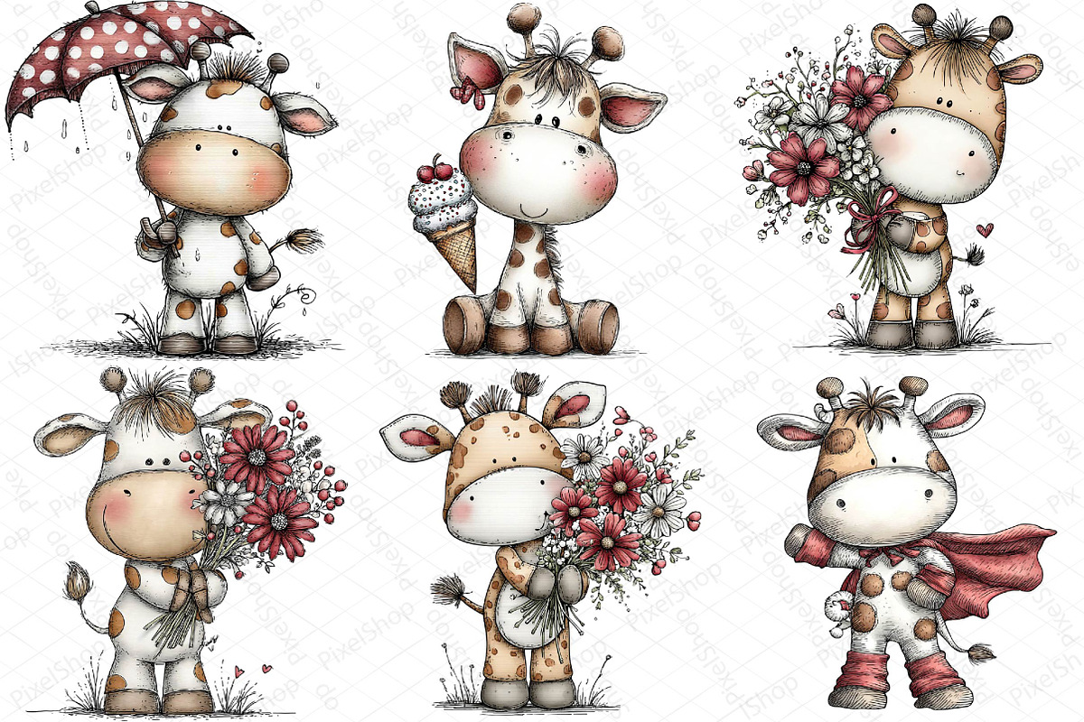 Cute Funny Giraffe - Whimsical Clipa, an Illustration by DreamPrint404 (Photo 6 of 6)