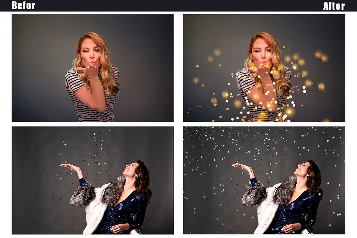 35 blowing glitter photoshop overlay, a Layer Style Add-On by OverlayBox (Photo 2 of 5)