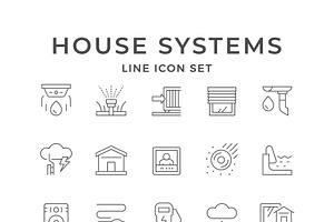 Set line icons of house systems, an Outline Icon by motorama