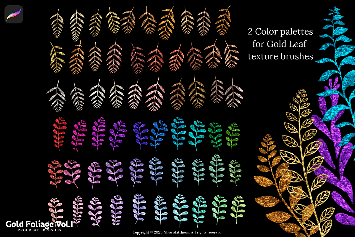Procreate Brushes Gold Foliage Vol 1, a Brush Add-On by Fashion Workshop Bkk (Photo 9 of 11)