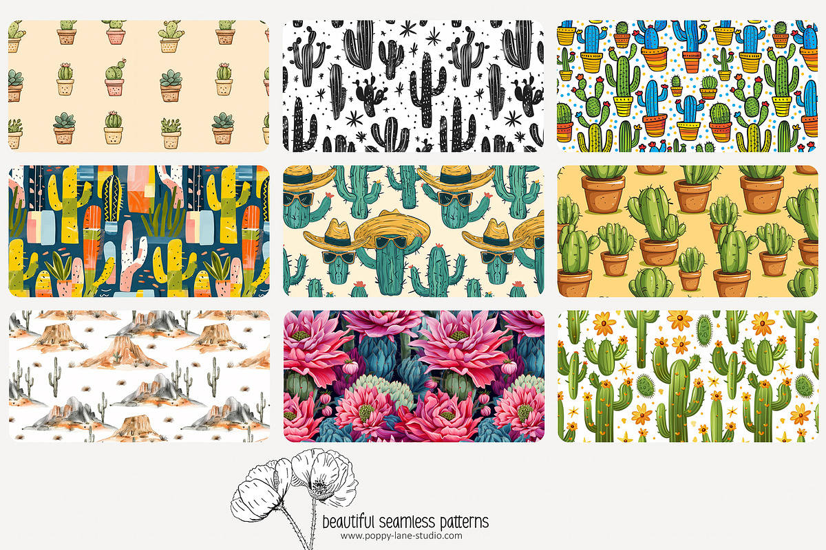 70 cactus seamless pattern, a Pattern Graphic by Poppy Lane Studio (Photo 5 of 10)