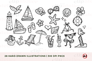 Coastal Beach Line Art, a Decorative Illustration by TheClipAtelier (Thumbnail 2 of 3)